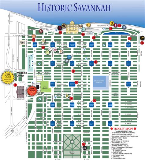 savannah historic district restaurant map.